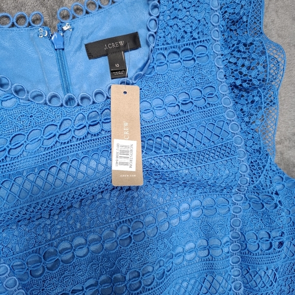 J.Crew Women's Dress Cap Sleeve Blue Lace Ruffle Sleeveless Size 10 NWT Coquette - Picture 11 of 14
